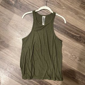 Free people dark green high neck flowy top